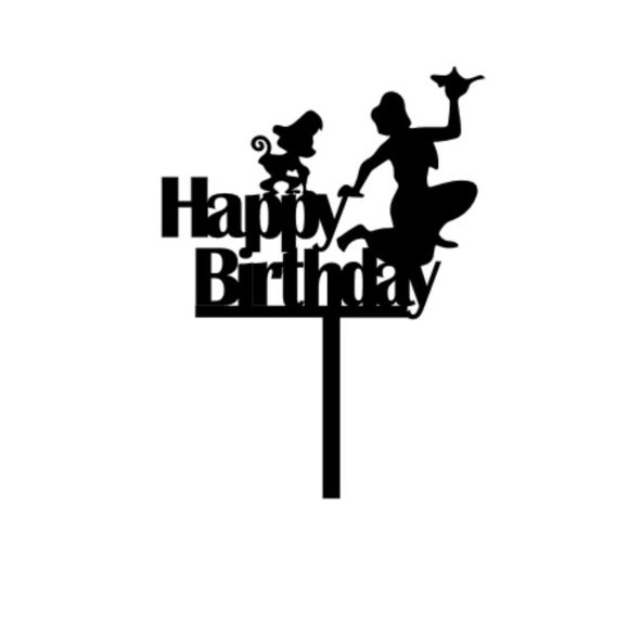 Aladdin & Abu Inspired Happy Birthday Cake Topper - Picture 2 of 2